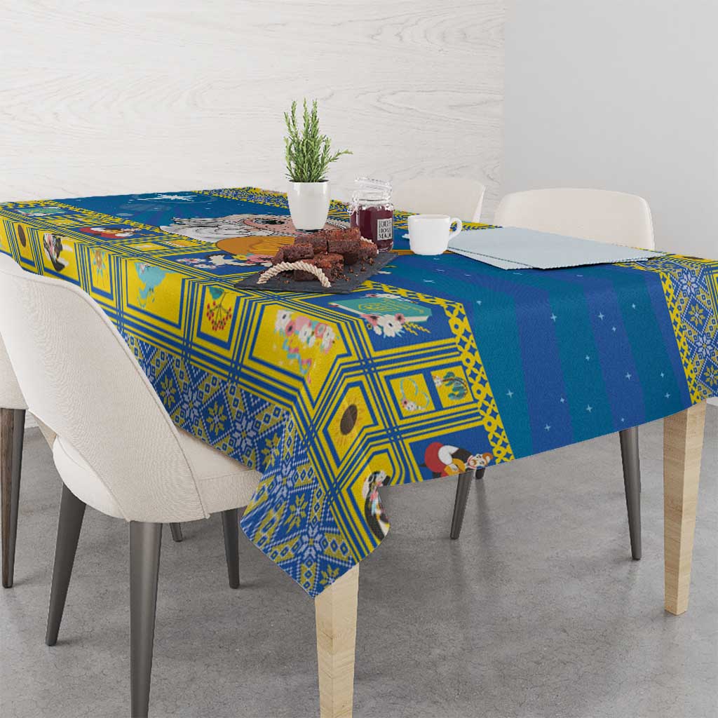 Personalized Ukraine Christmas Tablecloth Star of Bethlehem With Angle Funny - Wonder Print Shop