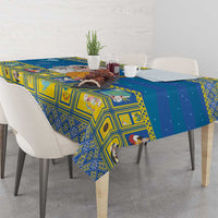 Personalized Ukraine Christmas Tablecloth Star of Bethlehem With Angle Funny - Wonder Print Shop