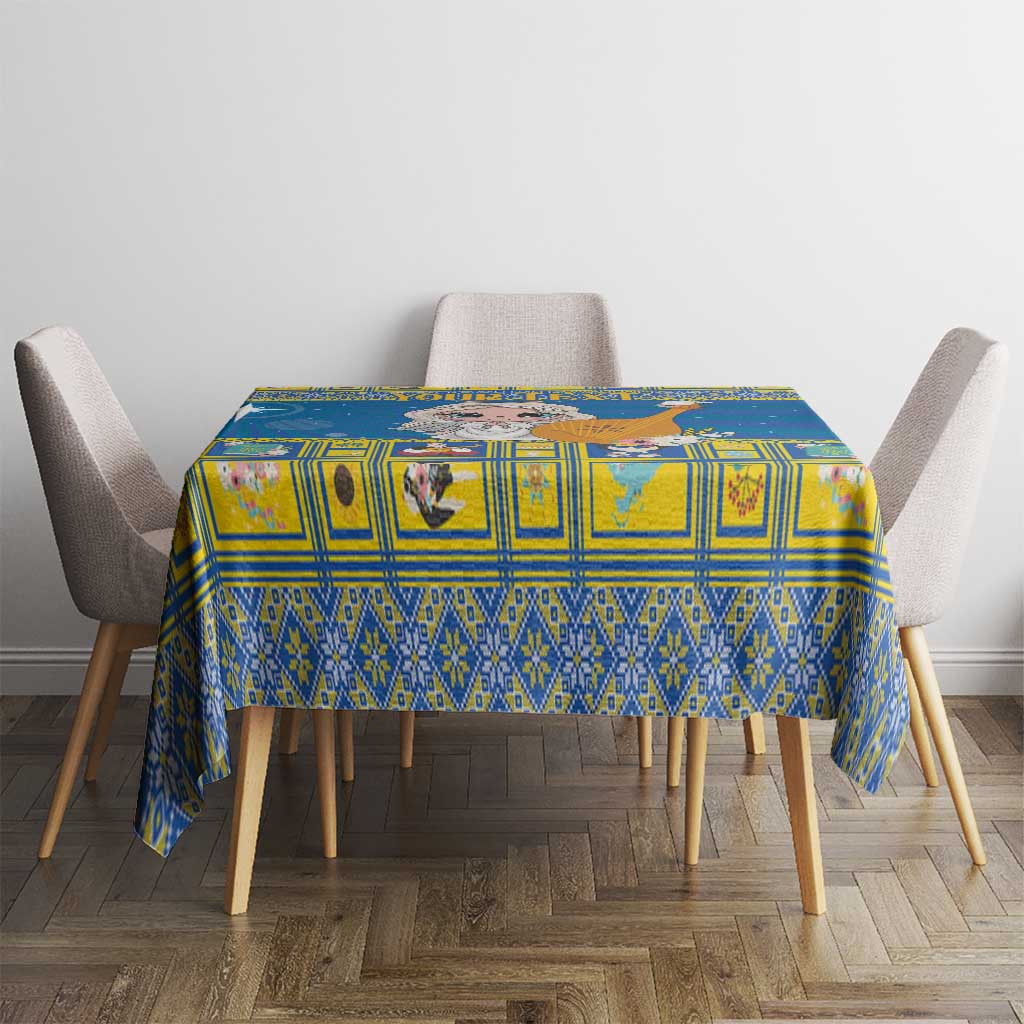 Personalized Ukraine Christmas Tablecloth Star of Bethlehem With Angle Funny - Wonder Print Shop