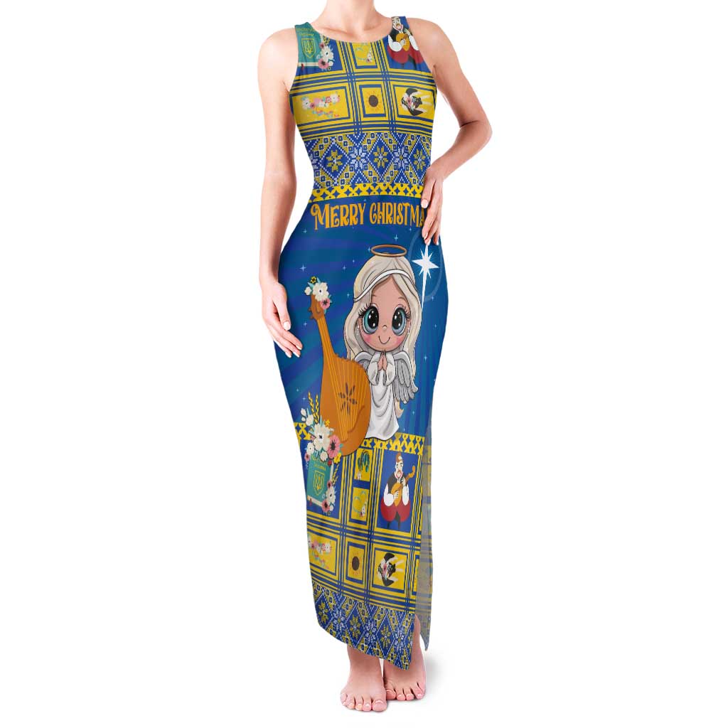 Personalized Ukraine Christmas Tank Maxi Dress Star of Bethlehem With Angle Funny - Wonder Print Shop