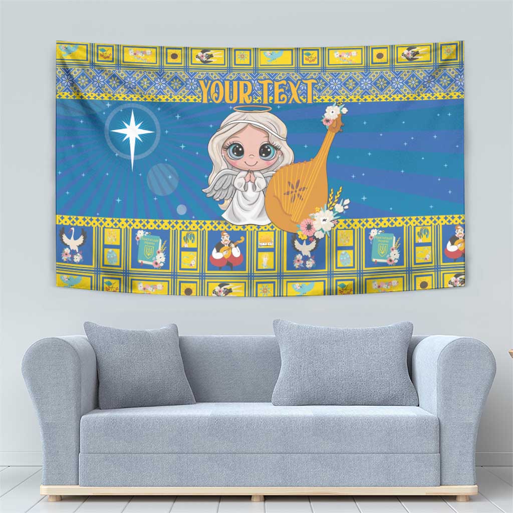 Personalized Ukraine Christmas Tapestry Star of Bethlehem With Angle Funny - Wonder Print Shop