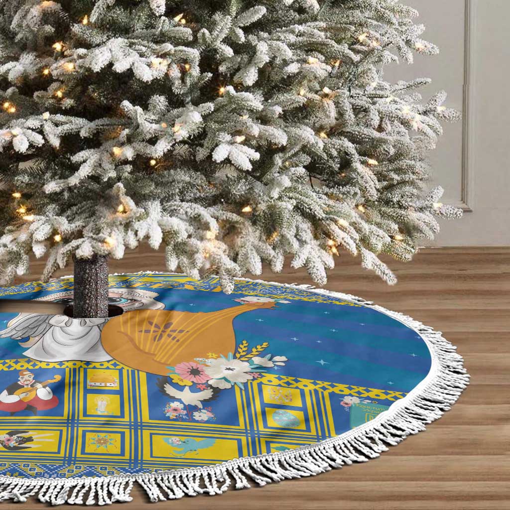 Personalized Ukraine Christmas Tree Skirt Star of Bethlehem With Angle Funny - Wonder Print Shop
