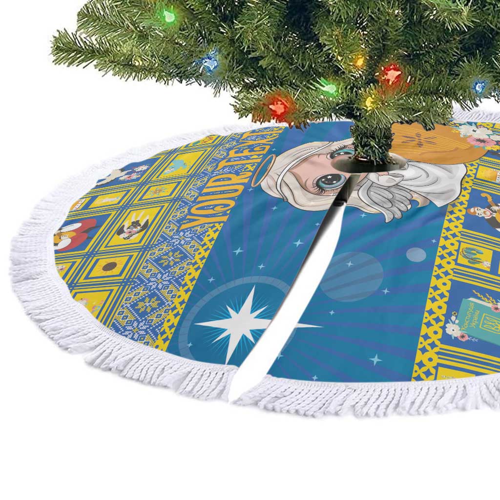 Personalized Ukraine Christmas Tree Skirt Star of Bethlehem With Angle Funny - Wonder Print Shop