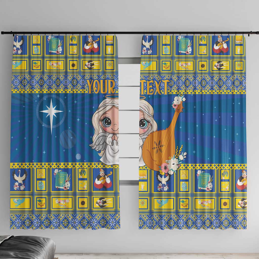 Personalized Ukraine Christmas Window Curtain Star of Bethlehem With Angle Funny - Wonder Print Shop