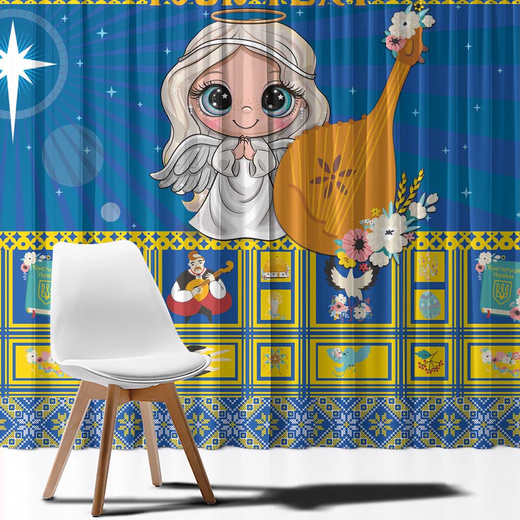 Personalized Ukraine Christmas Window Curtain Star of Bethlehem With Angle Funny - Wonder Print Shop