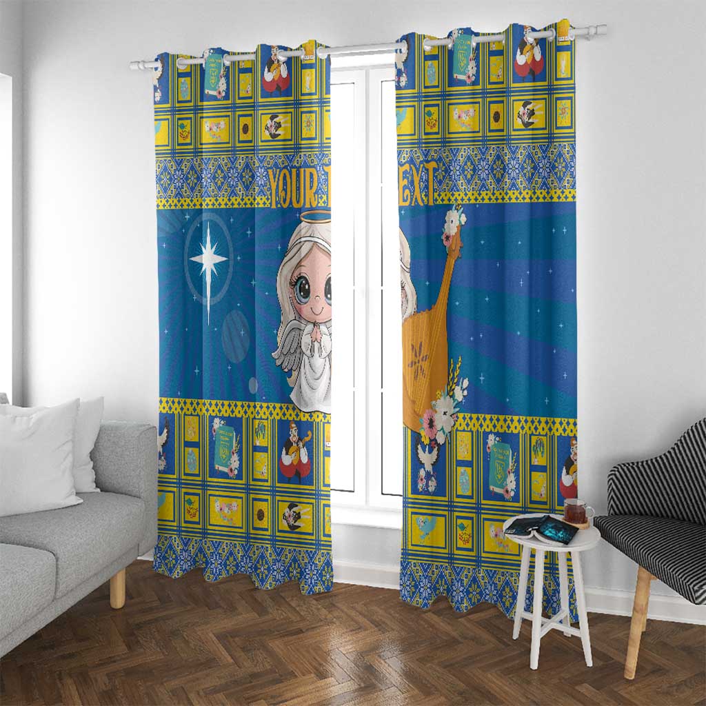 Personalized Ukraine Christmas Window Curtain Star of Bethlehem With Angle Funny - Wonder Print Shop