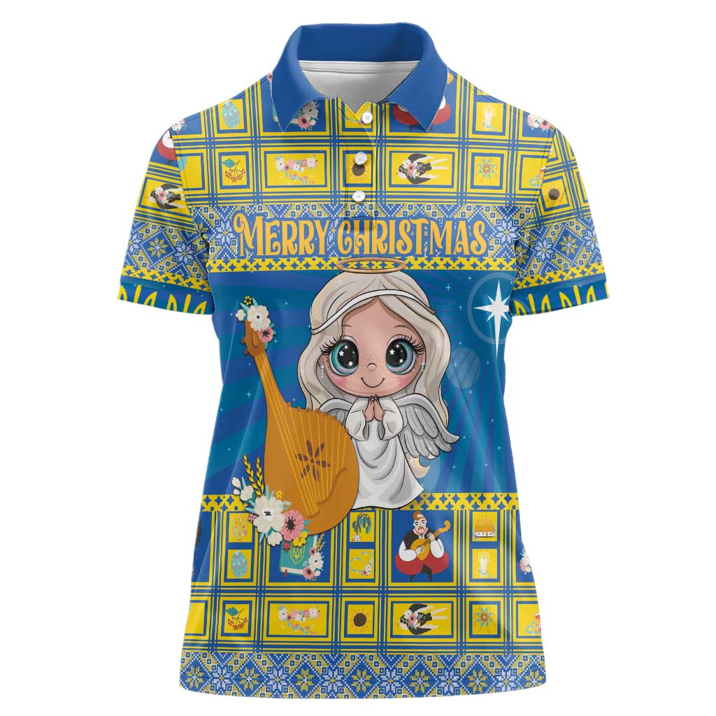 Personalized Ukraine Christmas Women Polo Shirt Star of Bethlehem With Angle Funny - Wonder Print Shop