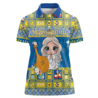 Personalized Ukraine Christmas Women Polo Shirt Star of Bethlehem With Angle Funny - Wonder Print Shop