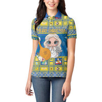 Personalized Ukraine Christmas Women Polo Shirt Star of Bethlehem With Angle Funny - Wonder Print Shop