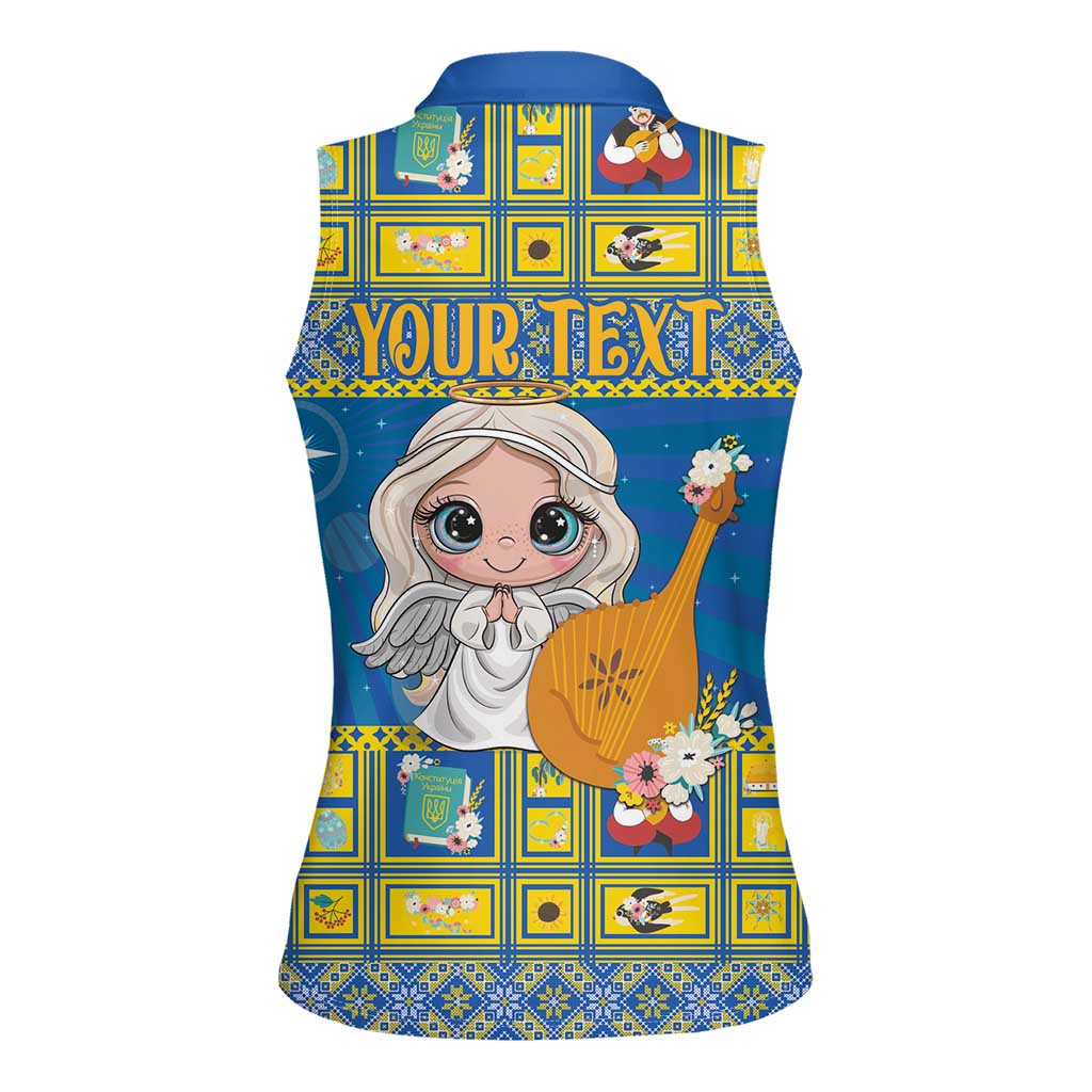 Personalized Ukraine Christmas Women Sleeveless Polo Shirt Star of Bethlehem With Angle Funny - Wonder Print Shop