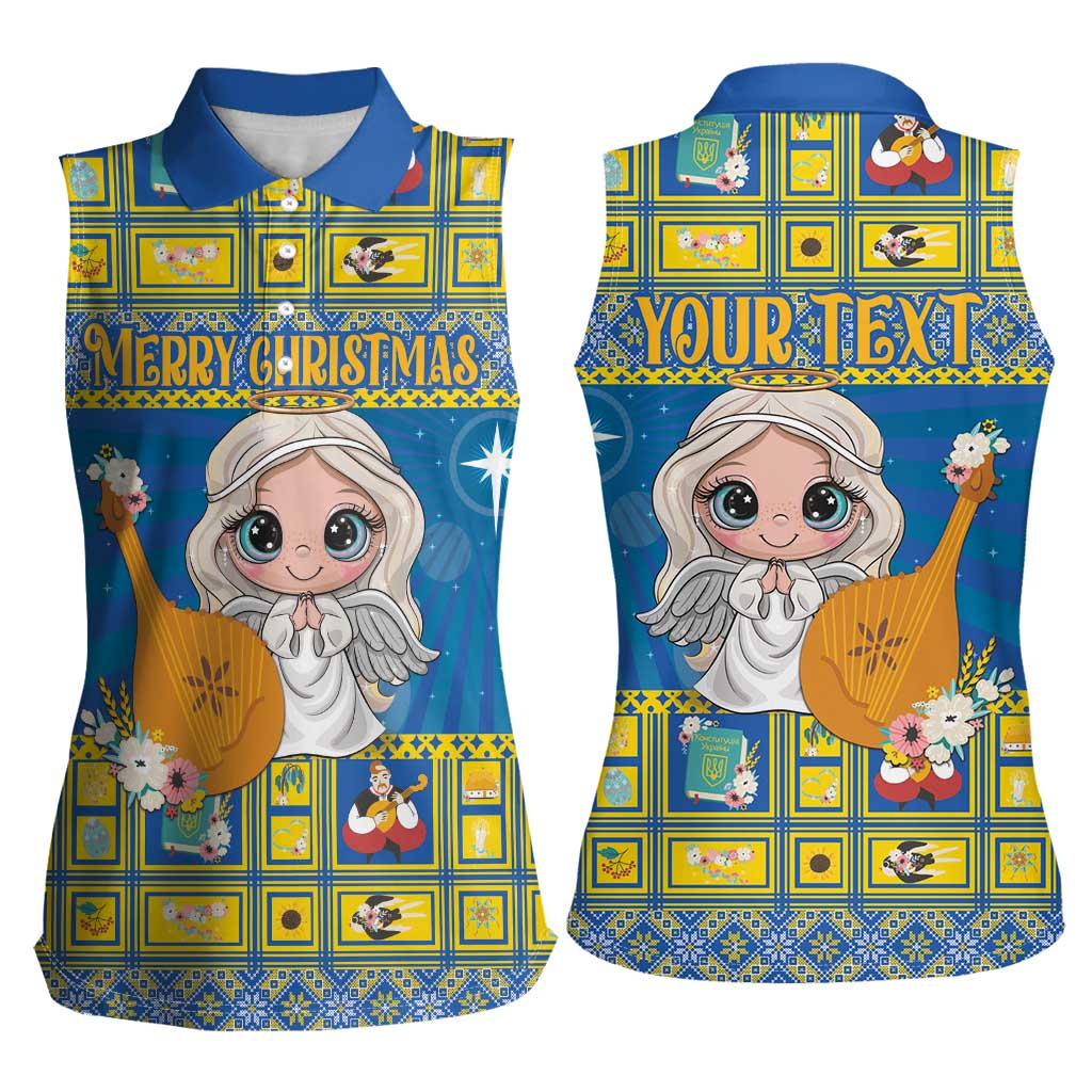 Personalized Ukraine Christmas Women Sleeveless Polo Shirt Star of Bethlehem With Angle Funny - Wonder Print Shop