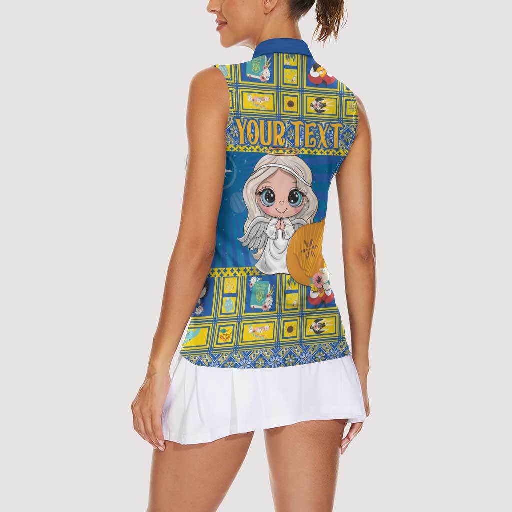 Personalized Ukraine Christmas Women Sleeveless Polo Shirt Star of Bethlehem With Angle Funny