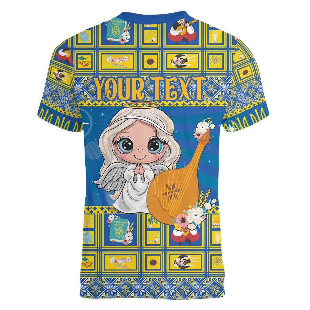 Personalized Ukraine Christmas Women V-Neck T-Shirt Star of Bethlehem With Angle Funny - Wonder Print Shop