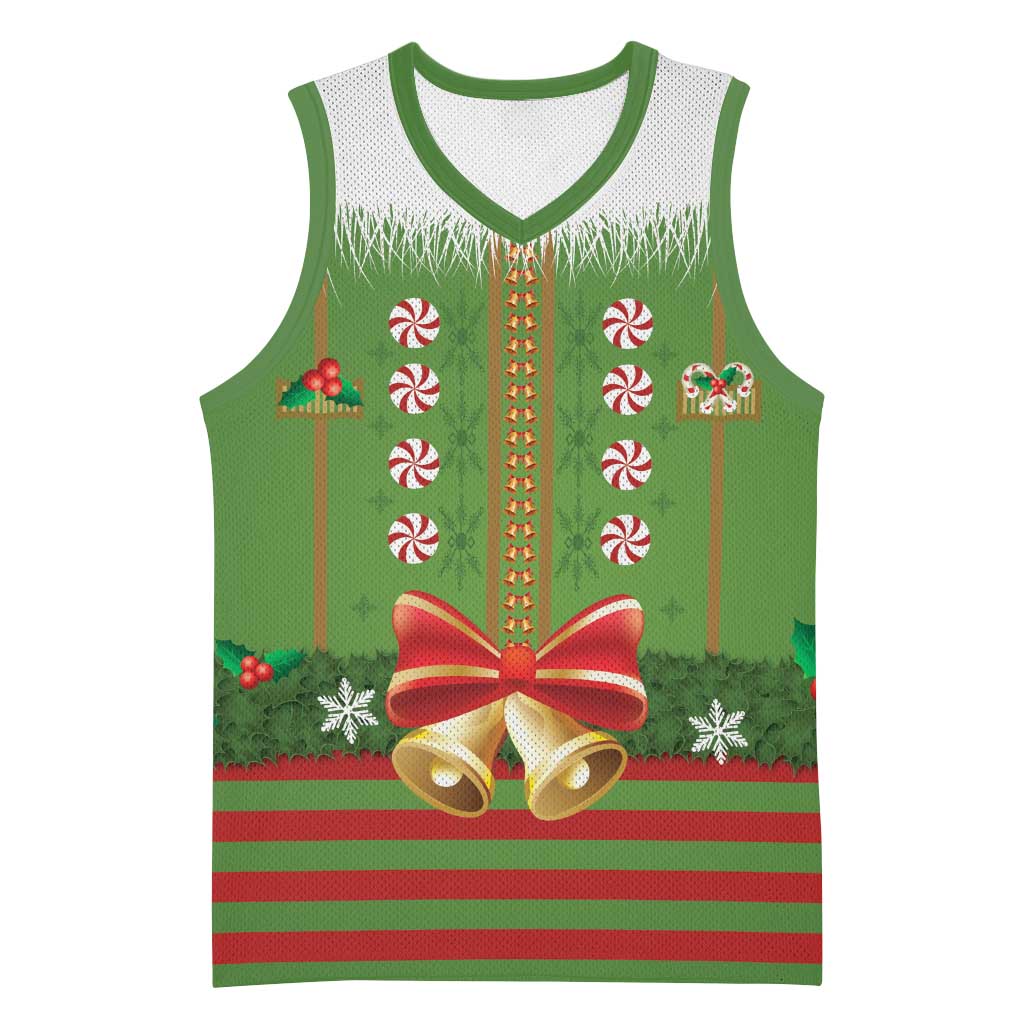 Christmas Costume Elf Basketball Jersey Santa Little Helper Green - Wonder Print Shop
