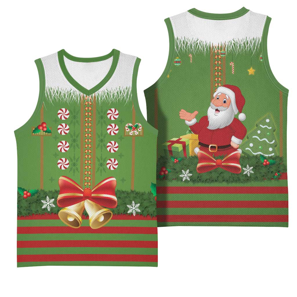 Christmas Costume Elf Basketball Jersey Santa Little Helper Green - Wonder Print Shop