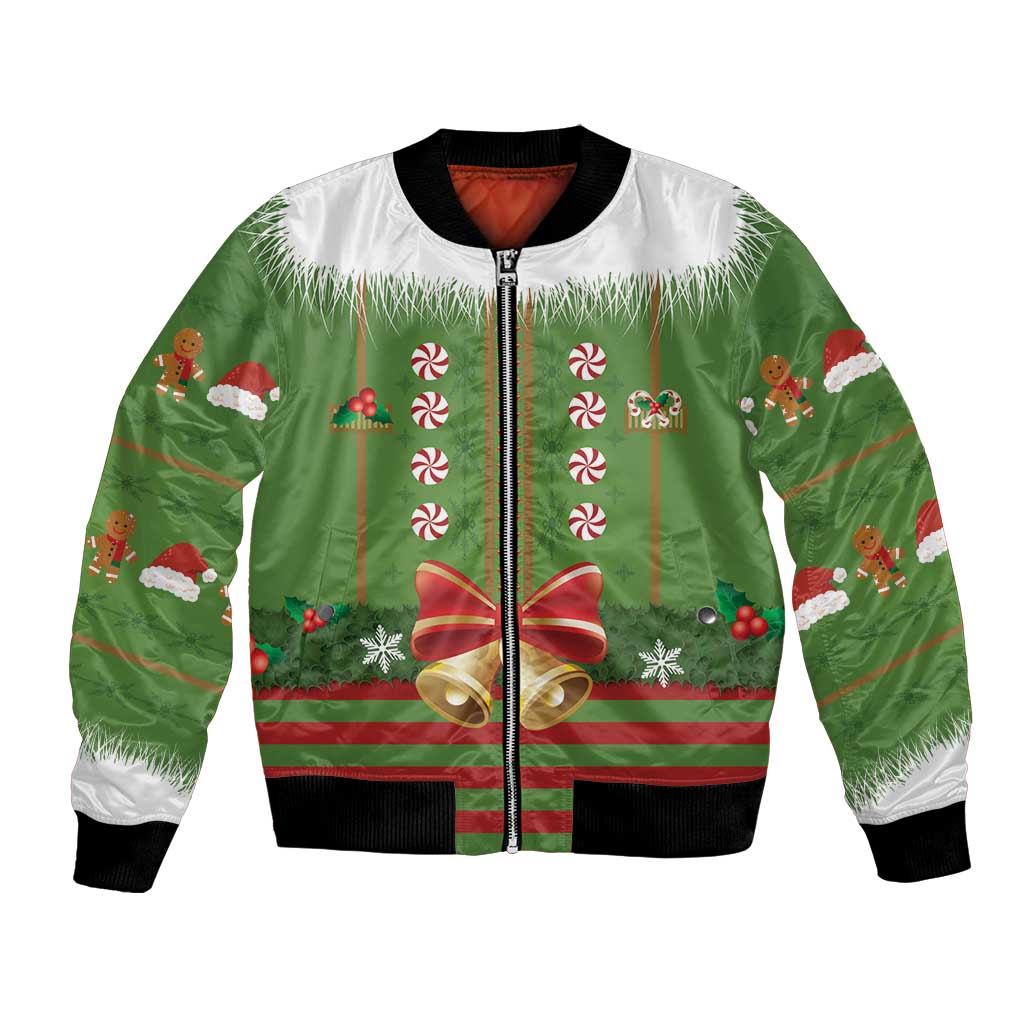 Christmas Costume Elf Bomber Jacket Santa Little Helper Green - Wonder Print Shop