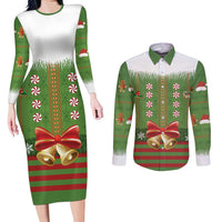 Christmas Costume Elf Couples Matching Long Sleeve Bodycon Dress and Long Sleeve Button Shirt Santa Little Helper Green - Wonder Print Shop
