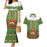Christmas Costume Elf Couples Matching Mermaid Dress and Hawaiian Shirt Santa Little Helper Green - Wonder Print Shop