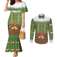 Christmas Costume Elf Couples Matching Mermaid Dress and Long Sleeve Button Shirt Santa Little Helper Green - Wonder Print Shop