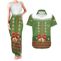 Christmas Costume Elf Couples Matching Tank Maxi Dress and Hawaiian Shirt Santa Little Helper Green - Wonder Print Shop