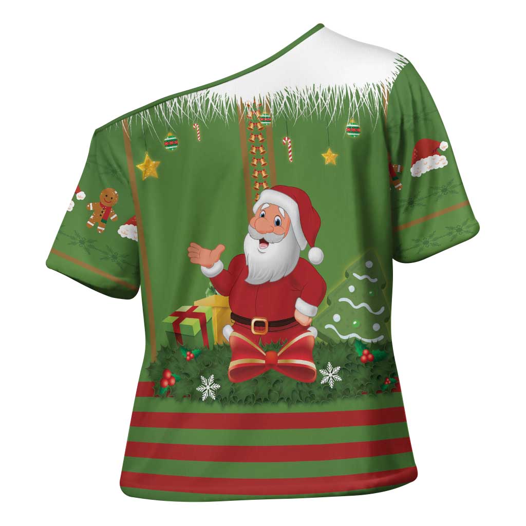 Christmas Costume Elf Cross Shoulder Shirt Santa Little Helper Green - Wonder Print Shop