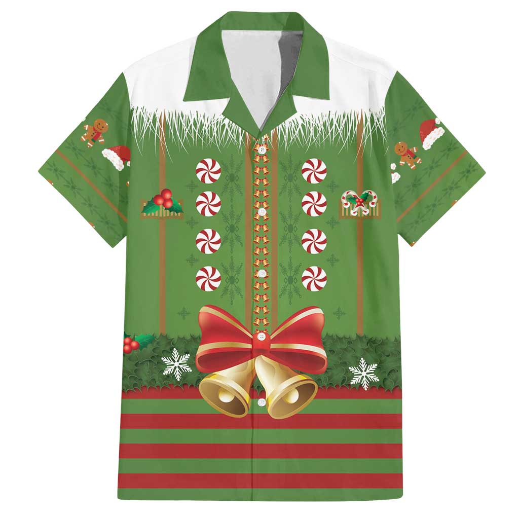 Christmas Costume Elf Family Matching Long Sleeve Bodycon Dress and Hawaiian Shirt Santa Little Helper Green - Wonder Print Shop