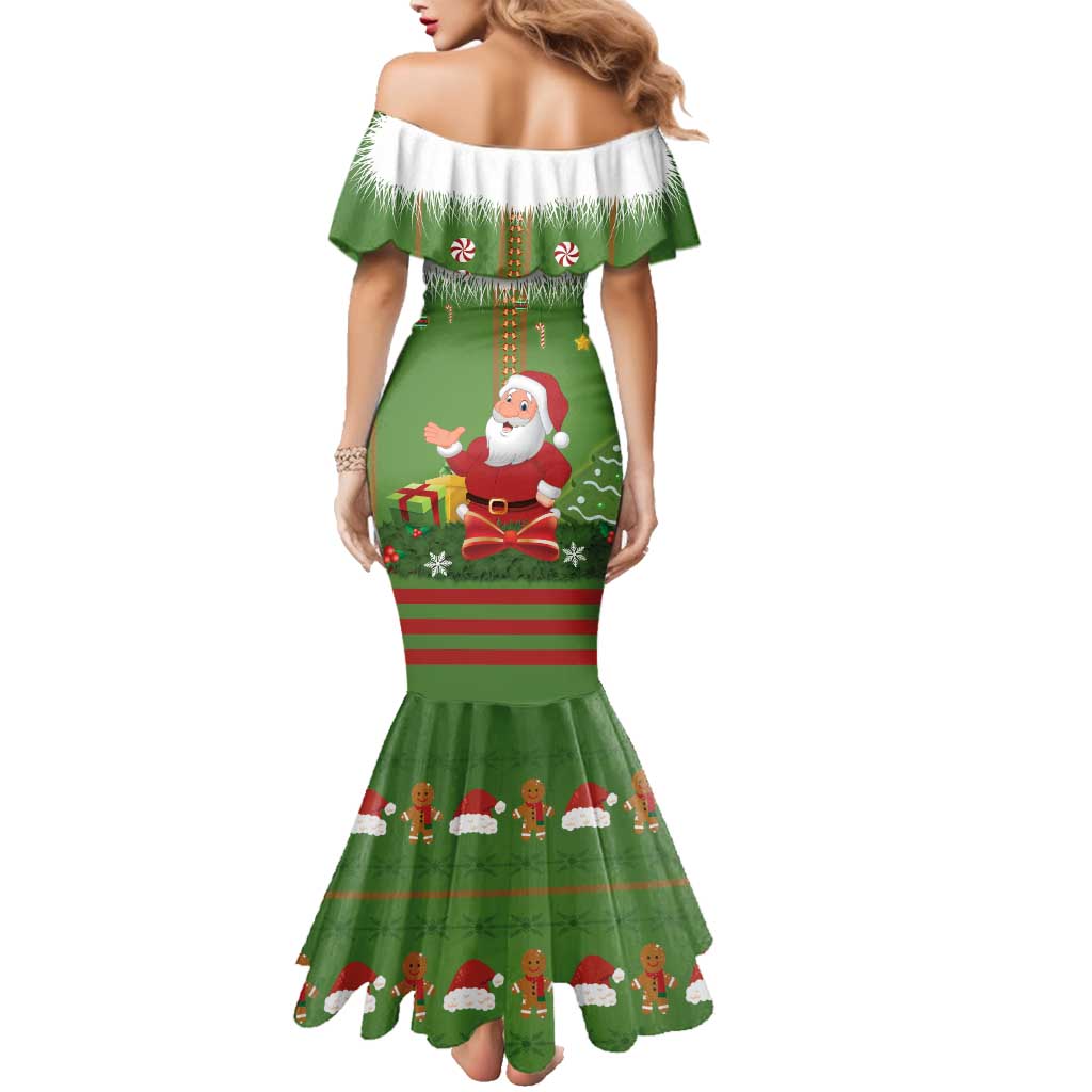 Christmas Costume Elf Family Matching Mermaid Dress and Hawaiian Shirt Santa Little Helper Green - Wonder Print Shop