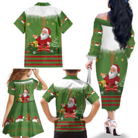 Christmas Costume Elf Family Matching Off The Shoulder Long Sleeve Dress and Hawaiian Shirt Santa Little Helper Green - Wonder Print Shop