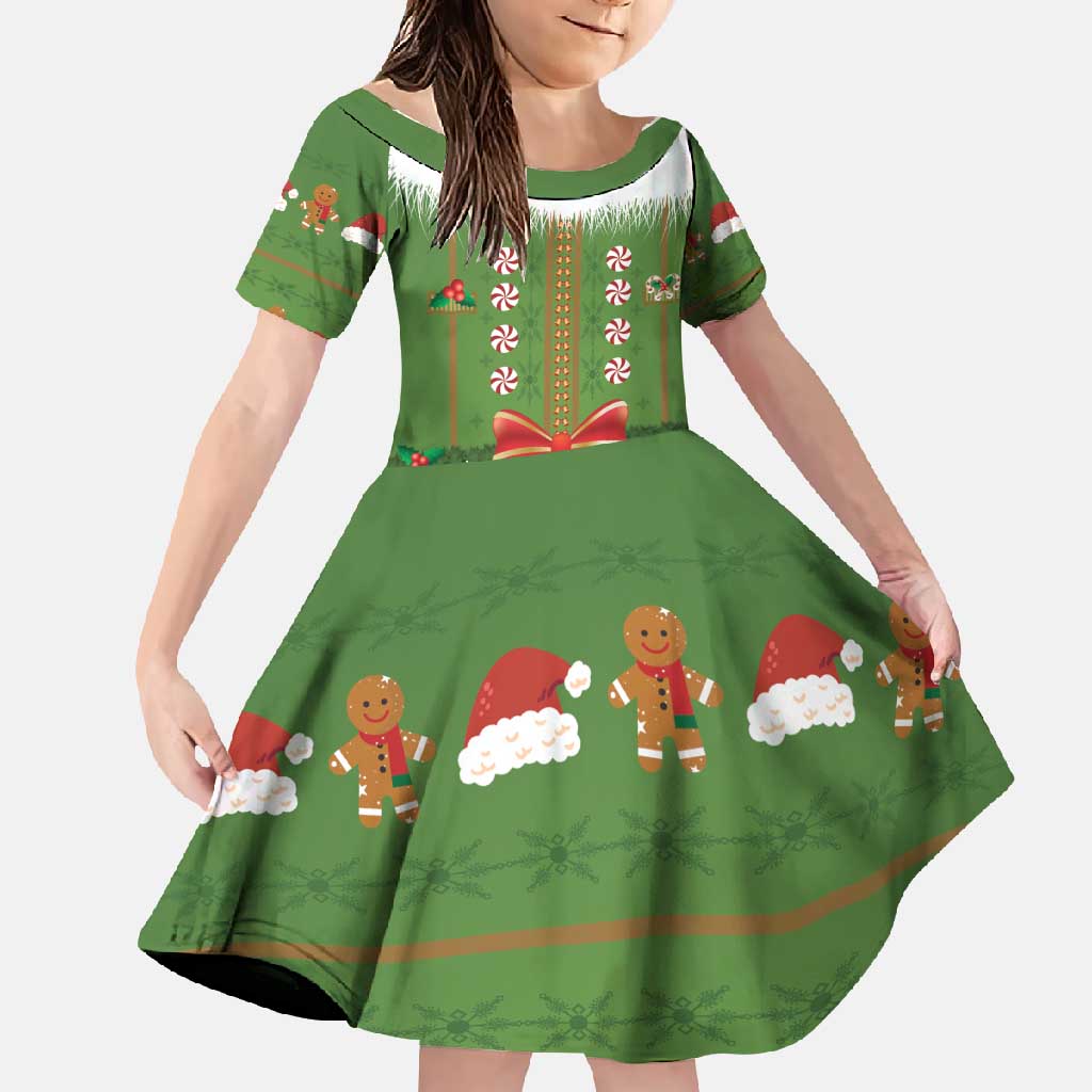 Christmas Costume Elf Family Matching Off Shoulder Maxi Dress and Hawaiian Shirt Santa Little Helper Green - Wonder Print Shop
