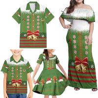 Christmas Costume Elf Family Matching Off Shoulder Maxi Dress and Hawaiian Shirt Santa Little Helper Green - Wonder Print Shop