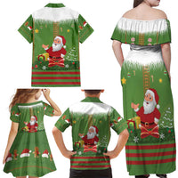 Christmas Costume Elf Family Matching Off Shoulder Maxi Dress and Hawaiian Shirt Santa Little Helper Green - Wonder Print Shop