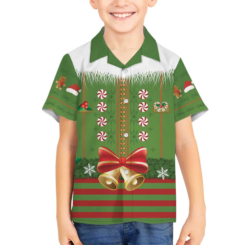 Christmas Costume Elf Family Matching Off Shoulder Maxi Dress and Hawaiian Shirt Santa Little Helper Green - Wonder Print Shop