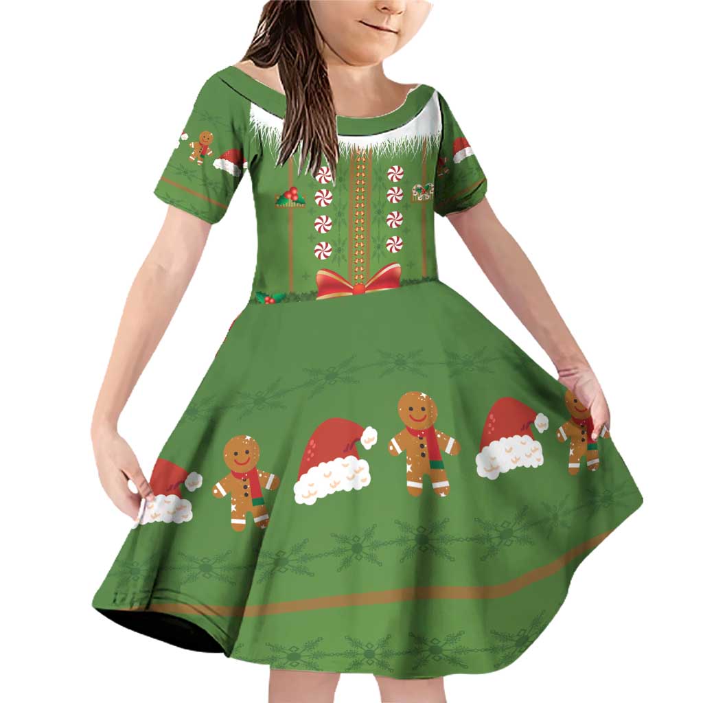 Christmas Costume Elf Family Matching Off Shoulder Short Dress and Hawaiian Shirt Santa Little Helper Green - Wonder Print Shop