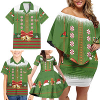 Christmas Costume Elf Family Matching Off Shoulder Short Dress and Hawaiian Shirt Santa Little Helper Green - Wonder Print Shop