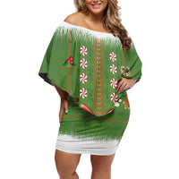 Christmas Costume Elf Family Matching Off Shoulder Short Dress and Hawaiian Shirt Santa Little Helper Green - Wonder Print Shop