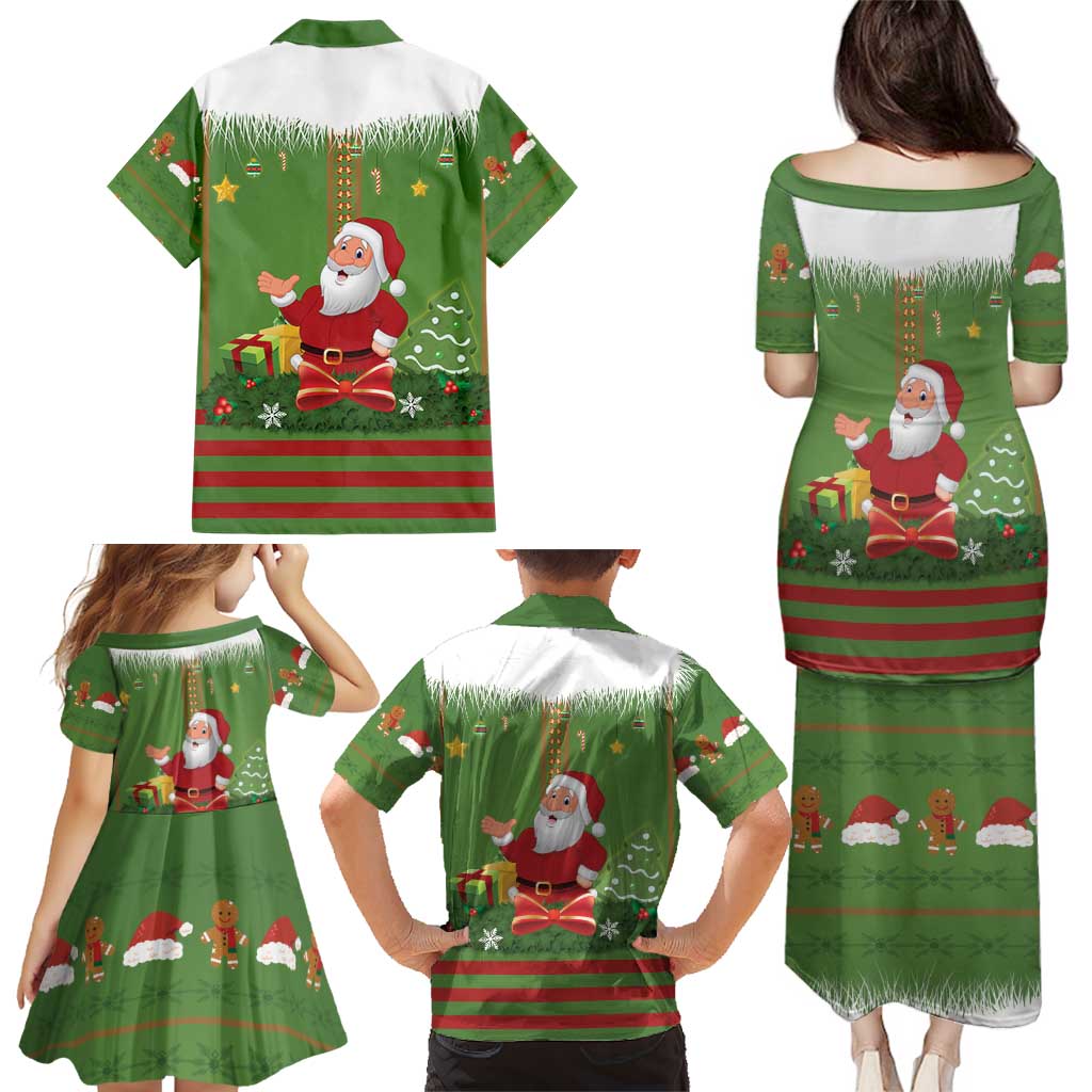 Christmas Costume Elf Family Matching Puletasi and Hawaiian Shirt Santa Little Helper Green - Wonder Print Shop