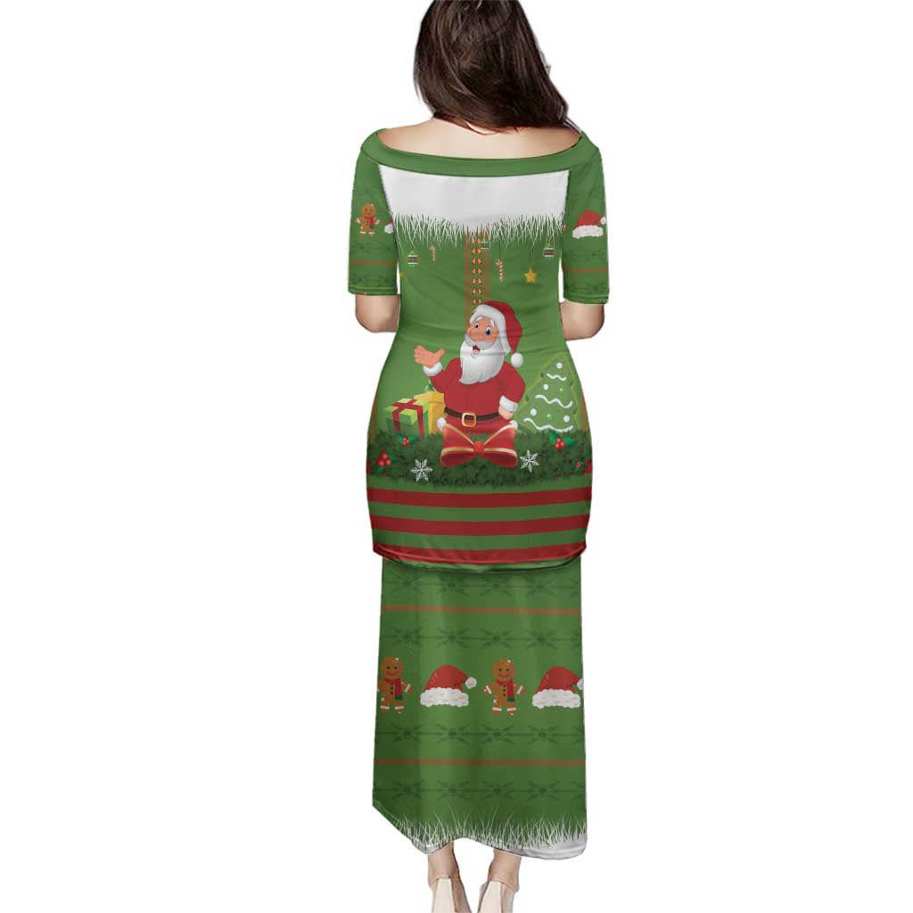 Christmas Costume Elf Family Matching Puletasi and Hawaiian Shirt Santa Little Helper Green - Wonder Print Shop