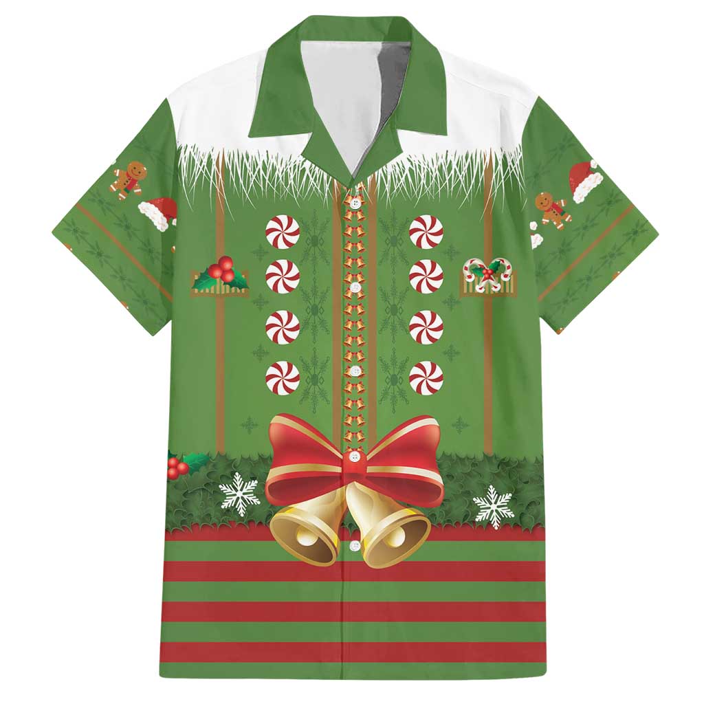 Christmas Costume Elf Family Matching Short Sleeve Bodycon Dress and Hawaiian Shirt Santa Little Helper Green - Wonder Print Shop