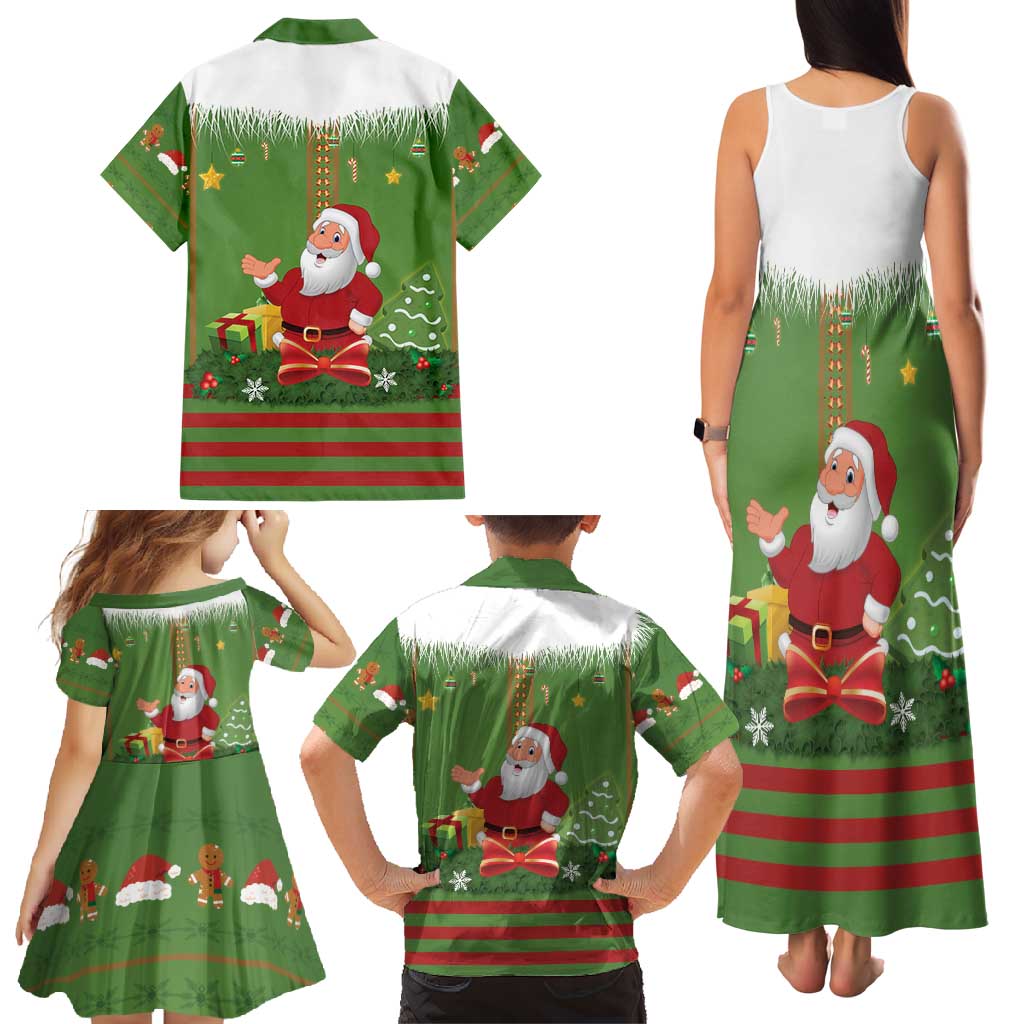 Christmas Costume Elf Family Matching Tank Maxi Dress and Hawaiian Shirt Santa Little Helper Green - Wonder Print Shop