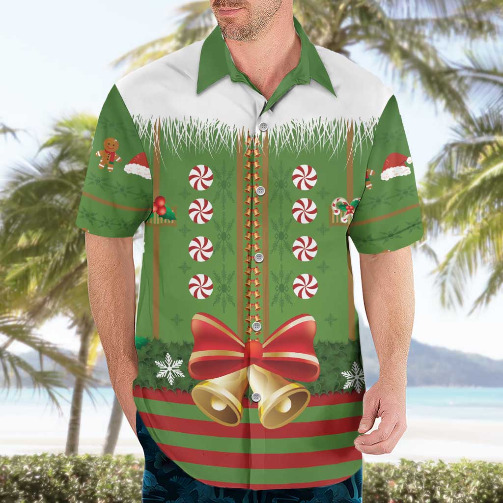 Christmas Costume Elf Hawaiian Shirt Santa Little Helper Green - Wonder Print Shop