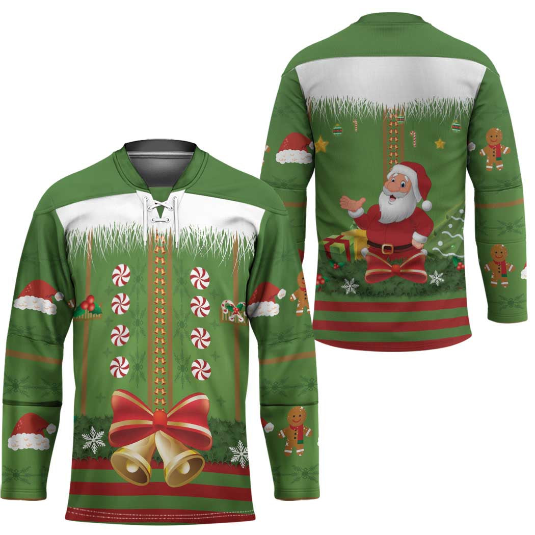 Christmas Costume Elf Hockey Jersey Santa Little Helper Green - Wonder Print Shop