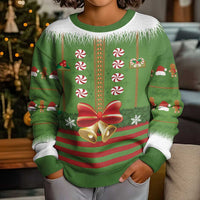 Christmas Costume Elf Kid Ugly Christmas Sweater Santa Little Helper Green - Wonder Print Shop