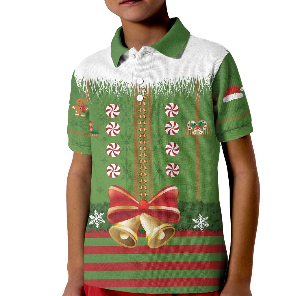 Christmas Costume Elf Kid Polo Shirt Santa Little Helper Green - Wonder Print Shop