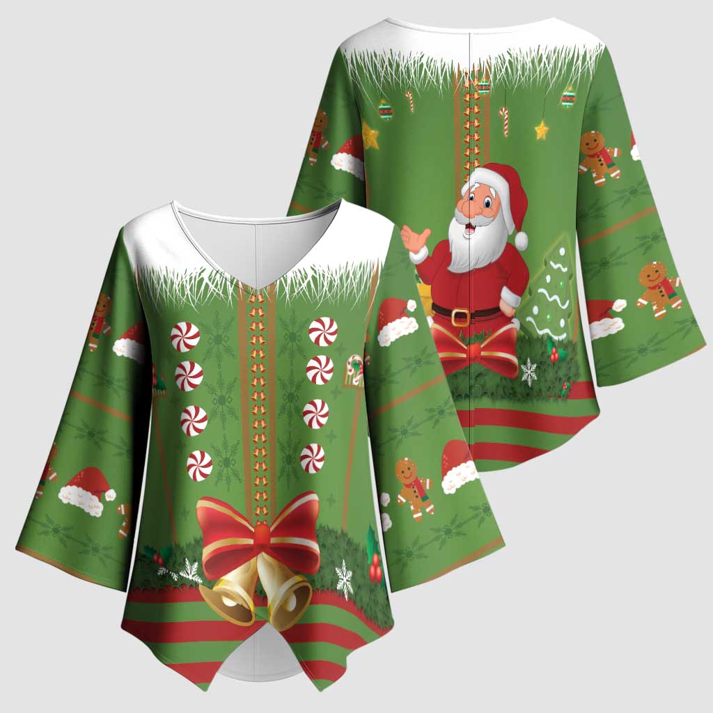 Christmas Costume Elf Kimono Sleeve Blouse Santa Little Helper Green - Wonder Print Shop
