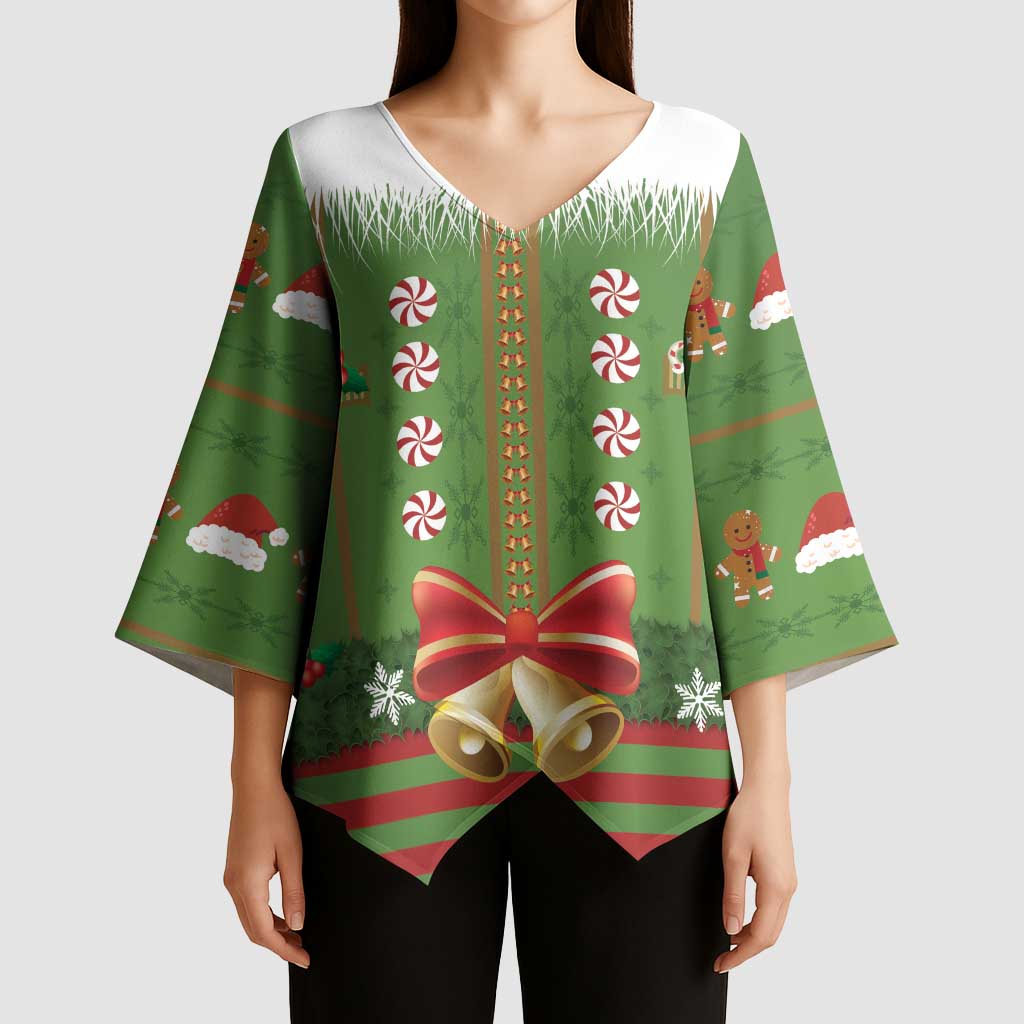 Christmas Costume Elf Kimono Sleeve Blouse Santa Little Helper Green - Wonder Print Shop