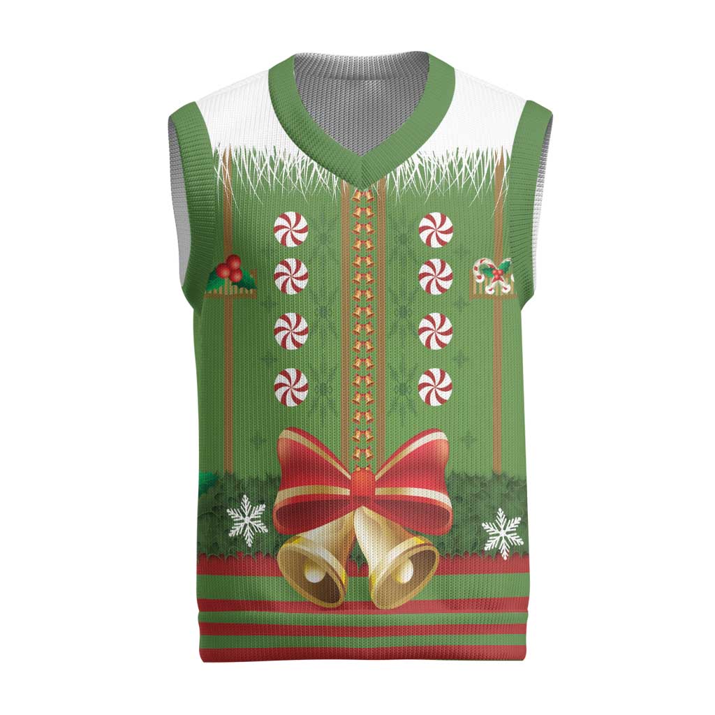 Christmas Costume Elf Christmas Knitted V-Neck Vest Santa Little Helper Green - Wonder Print Shop