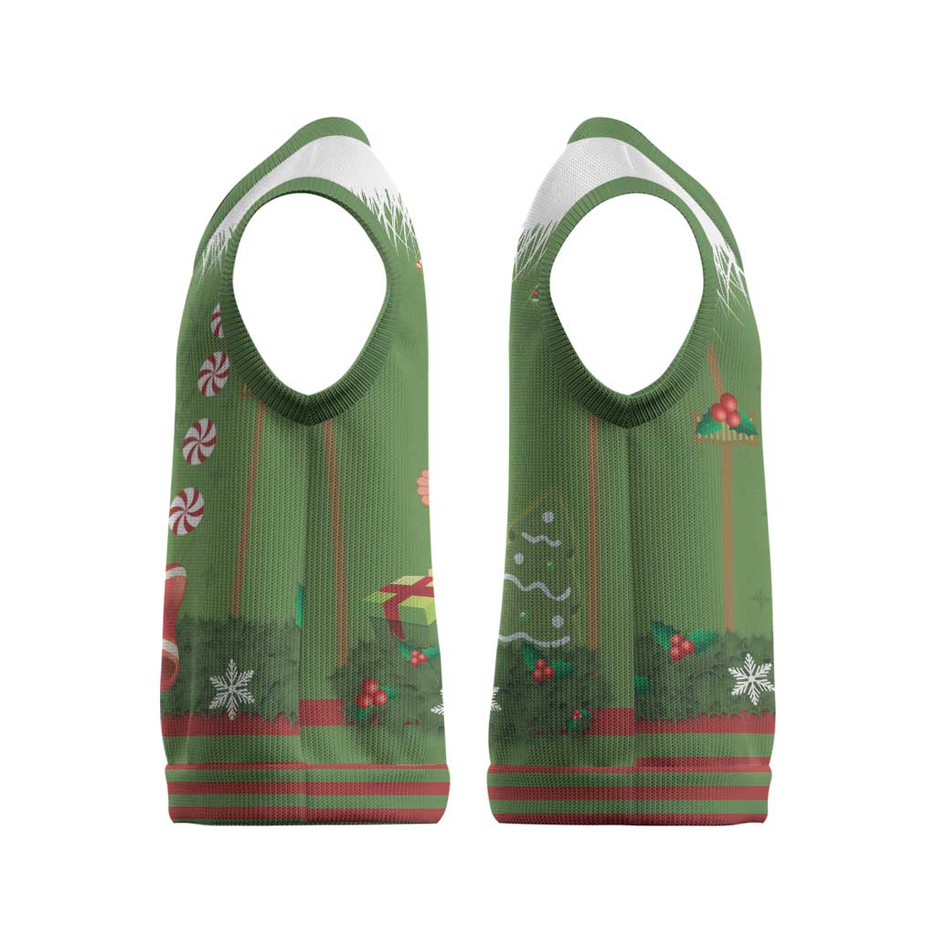 Christmas Costume Elf Christmas Knitted V-Neck Vest Santa Little Helper Green - Wonder Print Shop