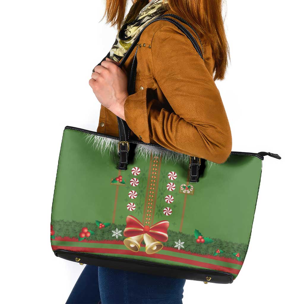 Christmas Costume Elf Leather Tote Bag Santa Little Helper Green - Wonder Print Shop
