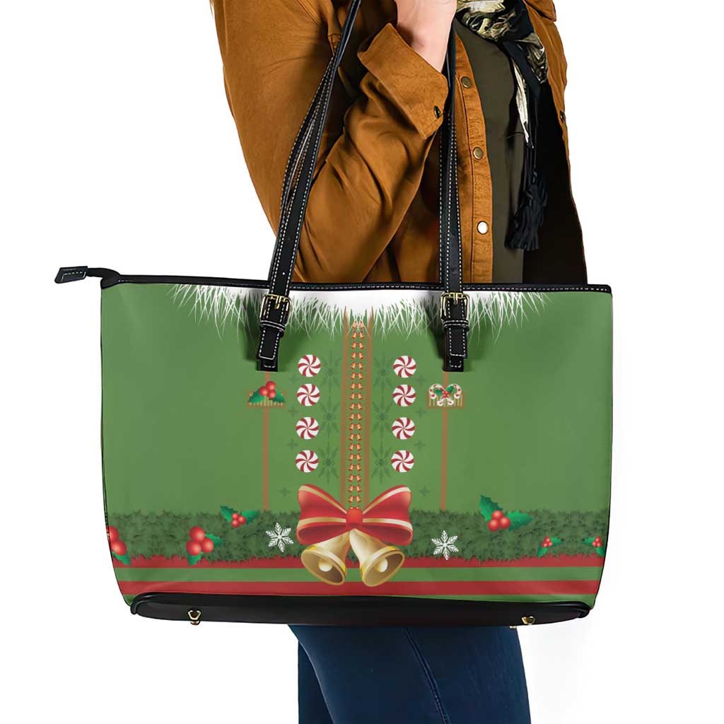 Christmas Costume Elf Leather Tote Bag Santa Little Helper Green - Wonder Print Shop