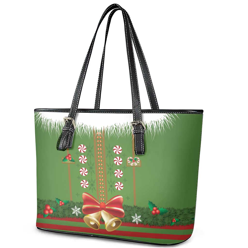Christmas Costume Elf Leather Tote Bag Santa Little Helper Green - Wonder Print Shop